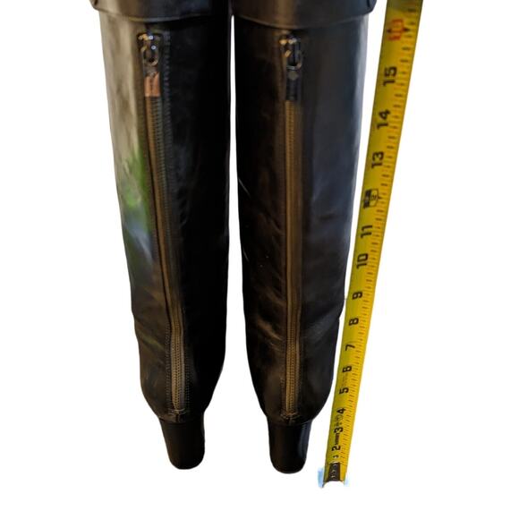 Isola Women's Black Leather Tall Riding Heeled Boots Size 7.5 - Picture 5 of 7
